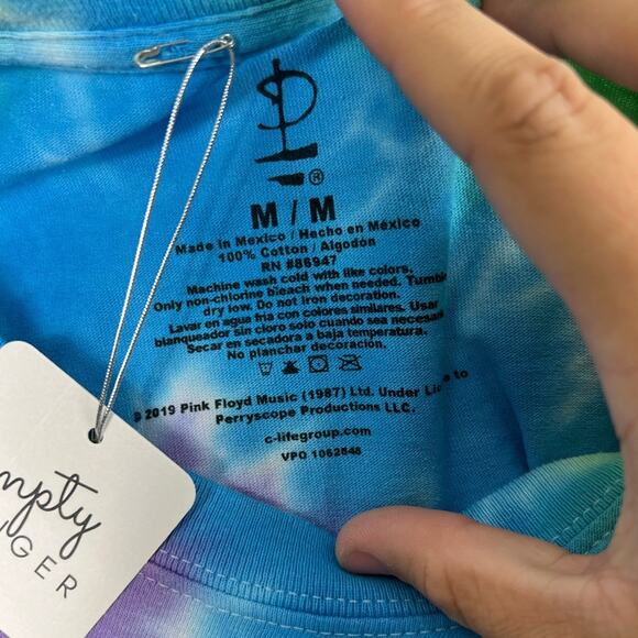NWT Pink Floyd tie dye raw cut cropped short sleeve T-Shirt - Picture 3 of 8